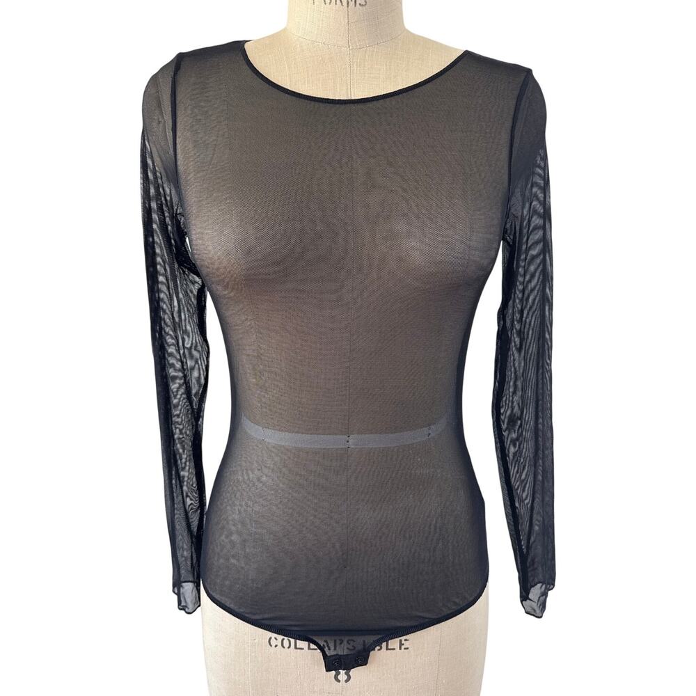 Intimissimi Sheer Mesh Long Sleeve Thong Bodysuit Size Medium